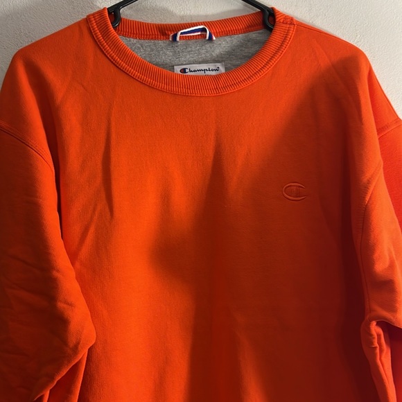 NEW WITH TAG Champion Men's Powerblend Fleece Sweatshirt Orange Size M - Picture 2 of 8